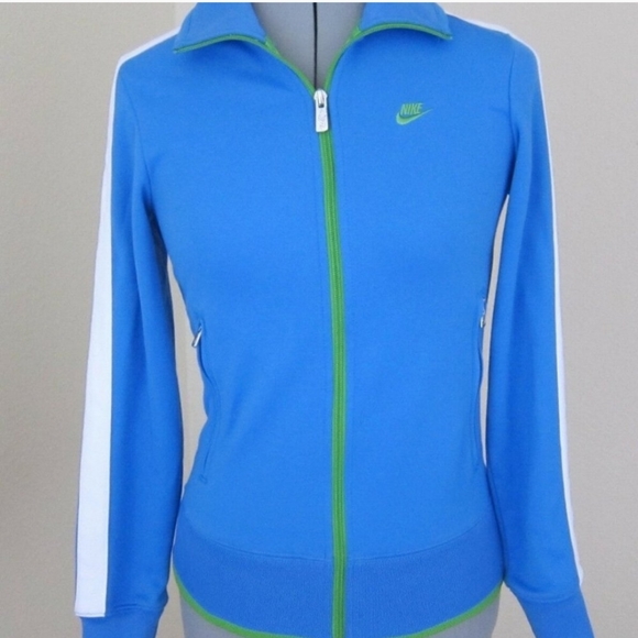 NIKE FULL ZIP COLOR BLUE,GREEN, WHITE ATHLETIC TRACK JACKET - SIZE XL. - Picture 7 of 13